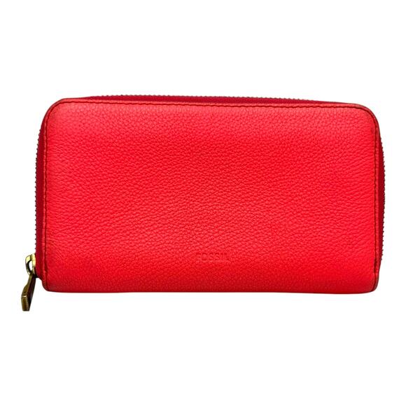 Fossil Zip Around Pebbled Leather Wallet Pink - Picture 2 of 10